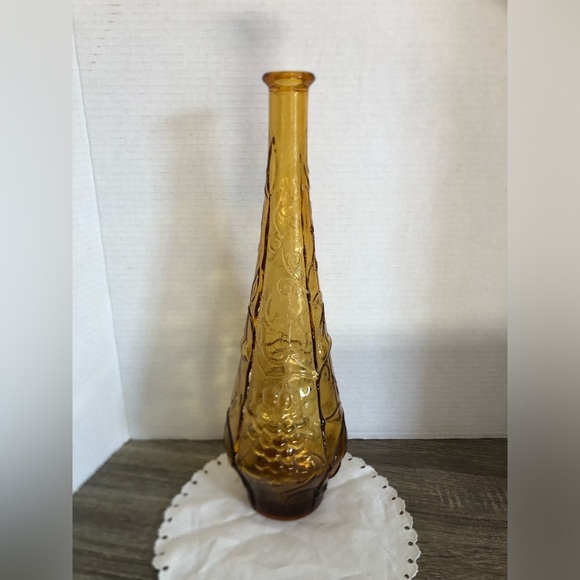 Vtg Amber Empoli Bottle with Fruit Design - Picture 2 of 9